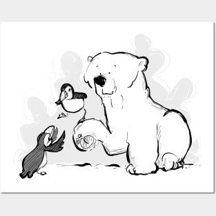 Polar Bear and Puffins Posters and Art